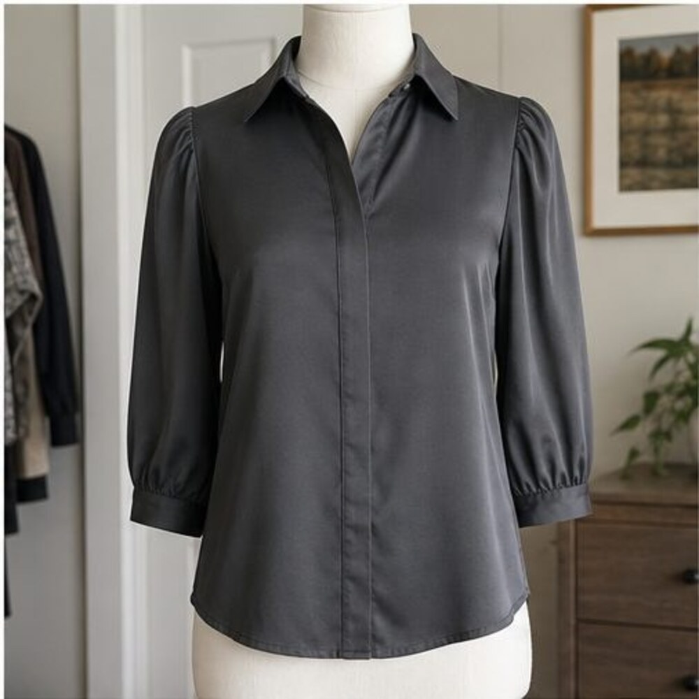 Charcoal Puff Sleeve Top
